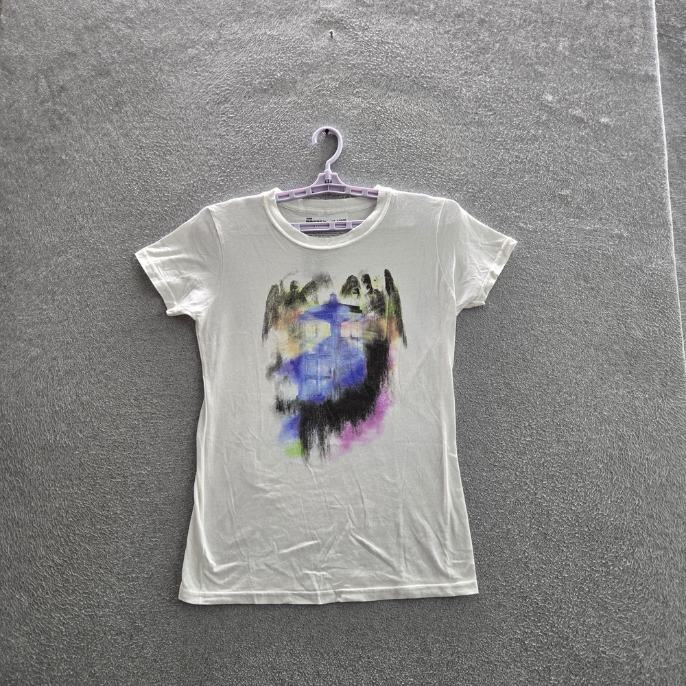 Ripple Junction Women Shirt L White Graphic Doctor Who DR CHALK TARDIS TEE NWT